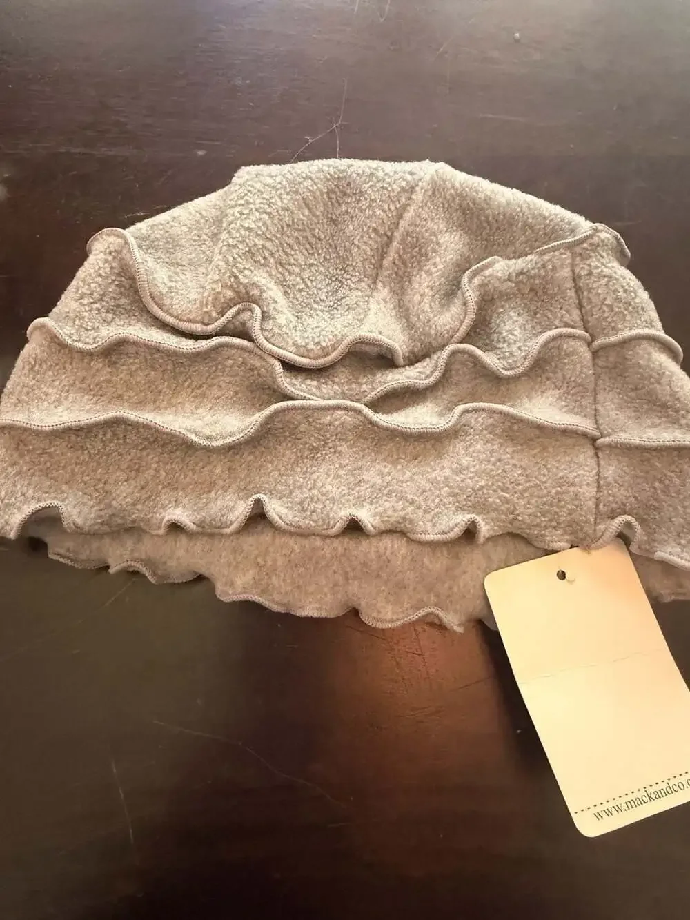 Mack & Co. Gray Fleece Ruffled Hat with Pink Flower Accent Size 5-6